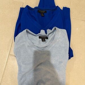 Lot of 2 Banana Republic Luxury Blend VNeck Sweater Silk Cotton Cashmere Men’s M